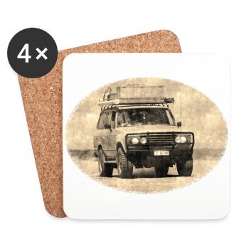 Voiture, 4x4, Hors route, Voyage, Australie - Dessous de verre (lot de 4) - blanc - Devant