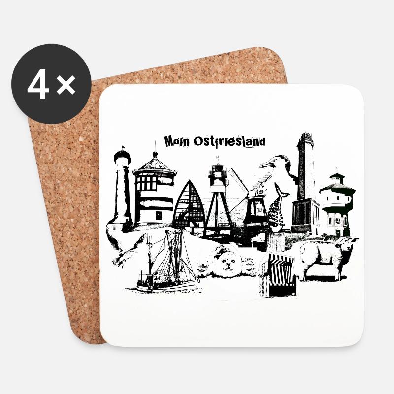 Moin Ostfriesland - Untersetzer (4er-Set) - Weiß