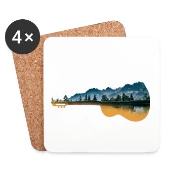 Gitarre/Wald - Untersetzer (4er-Set) - Weiß - Vorne
