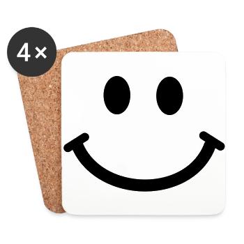 Glücklicher Smiley - Untersetzer (4er-Set) - Weiß - Vorne