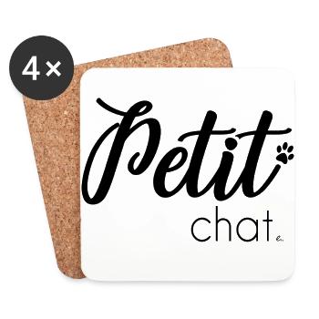 Petit chat - Dessous de verre (lot de 4) - blanc - Devant