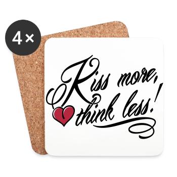 Kiss more, think less! - Coasters (set of 4) - white - Front