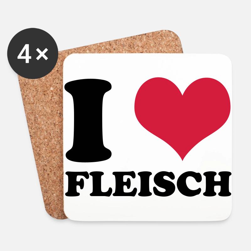 i love fleisch - Untersetzer (4er-Set) - Weiß