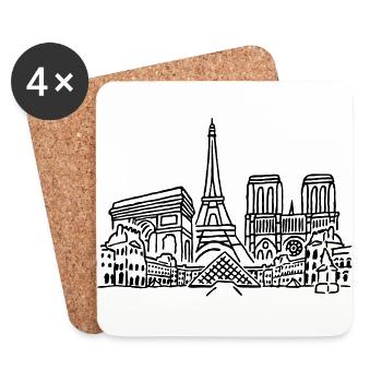 Paris Panorama - Untersetzer (4er-Set) - Weiß - Vorne