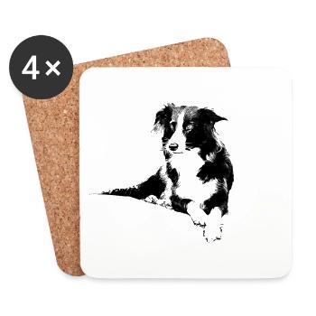 Border Collie Ellie - Coasters (set of 4) - white - Front