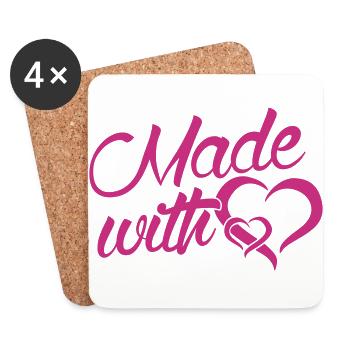 Made with Heart - Baby -Neugeborenes-Familie-Kind - Untersetzer (4er-Set) - Weiß - Vorne
