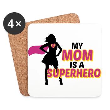 My mom is a Superhero - Dessous de verre (lot de 4) - blanc - Devant