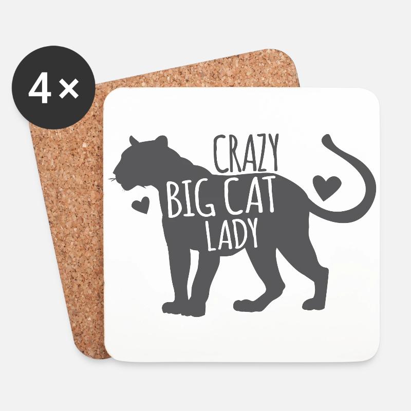 Verrückte Raubkatzendame mit schwarzem Panther - Untersetzer (4er-Set) - Weiß