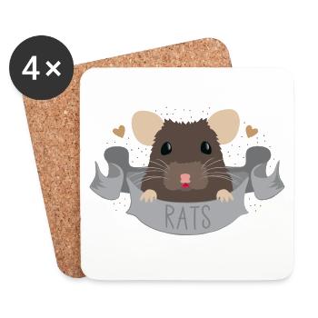 Brown RATS banner - Coasters (set of 4) - white - Front