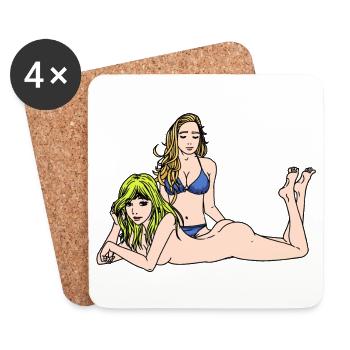 Sexy Girls Erotic Nude Women Fantasy Sex - Coasters (set of 4) - white - Front