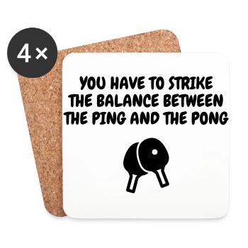 Table Tennis - Ping Pong - Sport - Racket - Ball - Coasters (set of 4) - white - Front