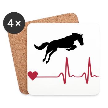 Pferd und EKG - Herz - Untersetzer (4er-Set) - Weiß - Vorne