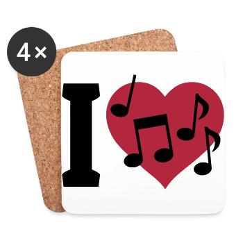 I love Music - J'aime la musique - Dessous de verre (lot de 4) - blanc - Devant