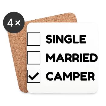 Campingplatz / Camper / Camping / Camp - Untersetzer (4er-Set) - Weiß - Vorne
