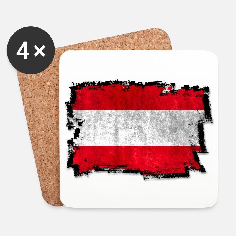 Österreich Flagge - Untersetzer (4er-Set) - Weiß