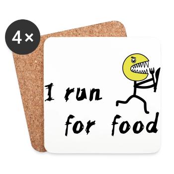 Running - I run for food - Dessous de verre (lot de 4) - blanc - Devant
