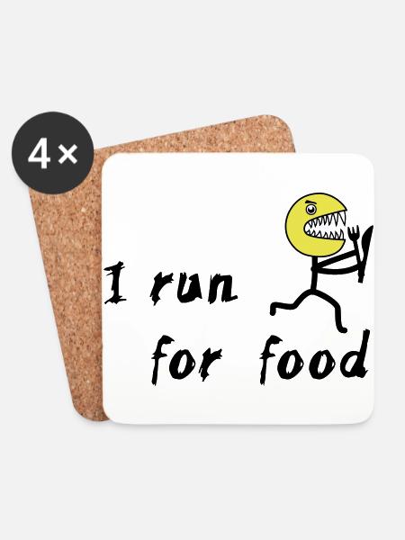 Running - I run for food - Dessous de verre (lot de 4) - blanc