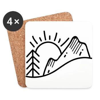 Mountain mountains sun tree forest nature landscape summit - Coasters (set of 4) - white - Front