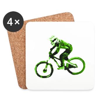 Mountainbike MTB bergab - Untersetzer (4er-Set) - Weiß - Vorne