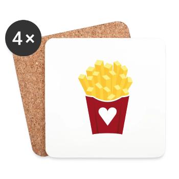 Love for fries - Coasters (set of 4) - white - Front
