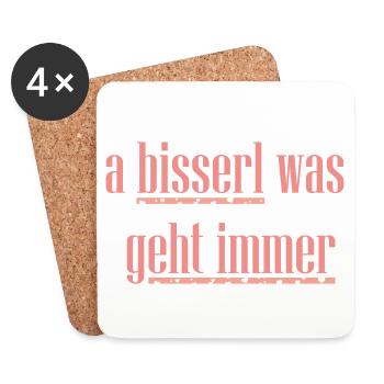 a bisserl was geht immer rosa - Untersetzer (4er-Set) - Weiß - Vorne