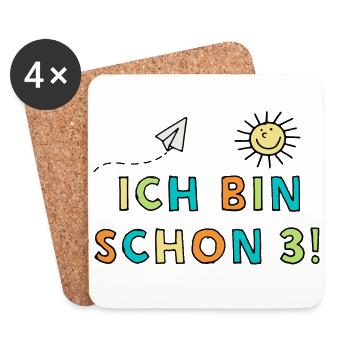 Ich bin schon 3! - Untersetzer (4er-Set) - Weiß - Vorne