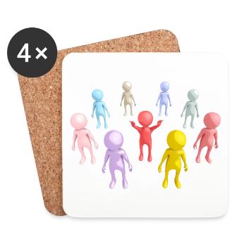 Group with 3D figures - Coasters (set of 4) - white - Front