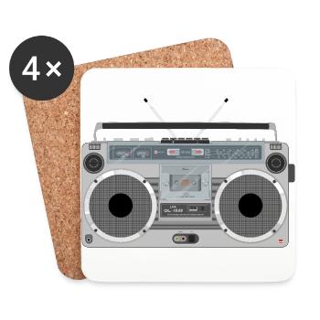 Ghettoblaster Retro - Untersetzer (4er-Set) - Weiß - Vorne