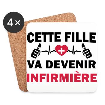 fille va devenir infirmière - Future infirmière - Dessous de verre (lot de 4) - blanc - Devant