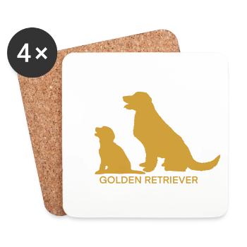 Golden retriever - Dessous de verre (lot de 4) - blanc - Devant