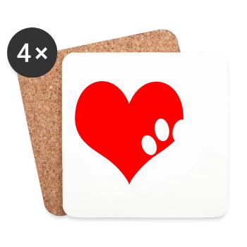Patte de coeur - Dessous de verre (lot de 4) - blanc - Devant