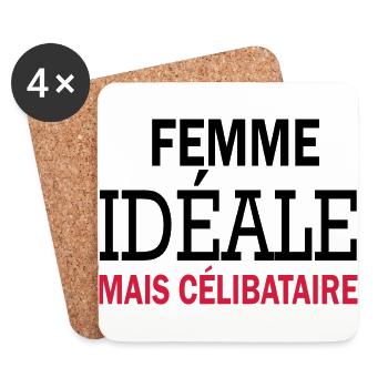 femme idéale mais célibataire - Dessous de verre (lot de 4) - blanc - Devant