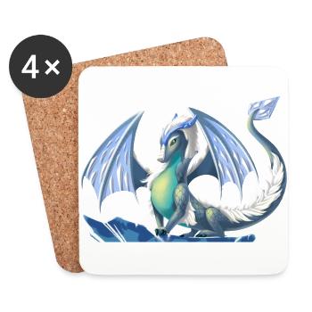 Magischer Eis Drache - Drachen der Elemente - Untersetzer (4er-Set) - Weiß - Vorne