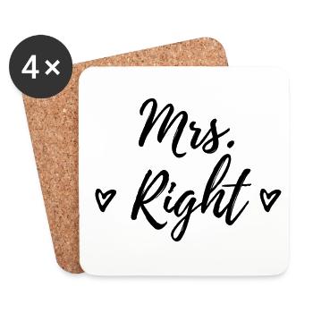 Mme Right cadeau de mariage disant look partenaire - Dessous de verre (lot de 4) - blanc - Devant