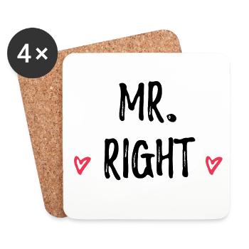 M. Right cadeau de mariage disant look partenaire - Dessous de verre (lot de 4) - blanc - Devant