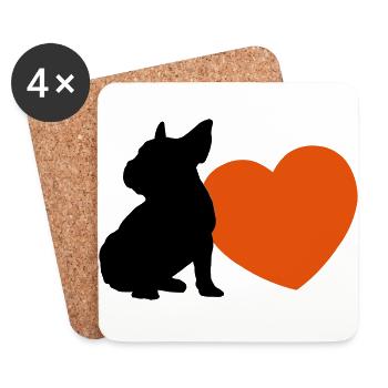 BULLY AND HEART - Coasters (set of 4) - white - Front
