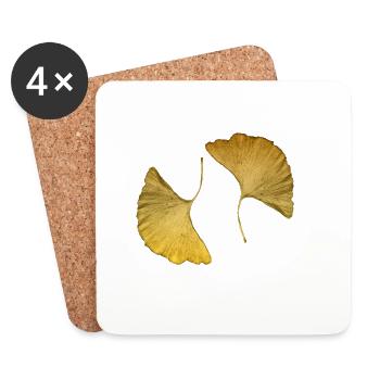golden ginkgo leaves - Coasters (set of 4) - white - Front