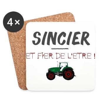 T shirt chti sincier, agriculteur - Dessous de verre (lot de 4) - blanc - Devant