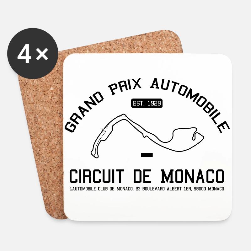 Grand Prix Rennstrecke Monaco - Untersetzer (4er-Set) - Weiß