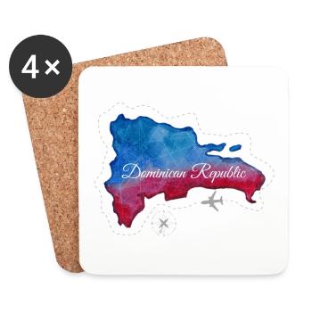 Map blue red Dominican Republic - Untersetzer (4er-Set) - Weiß - Vorne