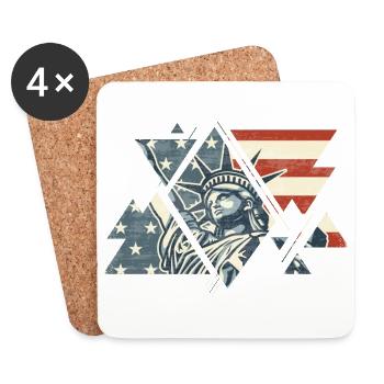 New York City USA America Statue of Liberty - Coasters (set of 4) - white - Front