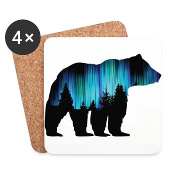 Ours, Forêt ,Nature sauvage, Surreal Wildlife Animal - Dessous de verre (lot de 4) - blanc - Devant