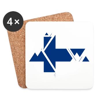Finnland Land Europa Flagge Fahne Wappen Heimat - Untersetzer (4er-Set) - Weiß - Vorne