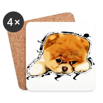 Pom the pomeranian - Coasters (set of 4) - white - Front