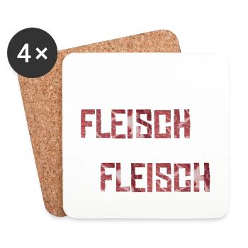 Nur Fleisch macht Fleisch Geschenkidee - Untersetzer (4er-Set) - Weiß - Vorne