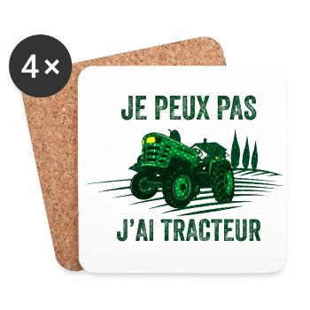 Je peux pas j'ai tracteur - Dessous de verre (lot de 4) - blanc - Devant