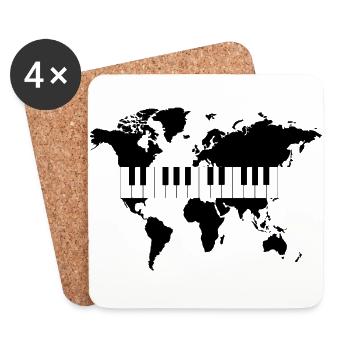 T-shirt Musique / Piano World - Dessous de verre (lot de 4) - blanc - Devant
