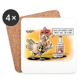 Blindes Huhn - Untersetzer (4er-Set) - Weiß - Vorne