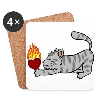 Heart fiery cat Dear cat owner cat cat cat cat - Coasters (set of 4) - white - Front
