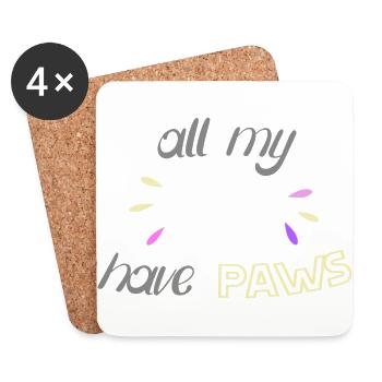 all my KIDS have PAWS - Coasters (set of 4) - white - Front